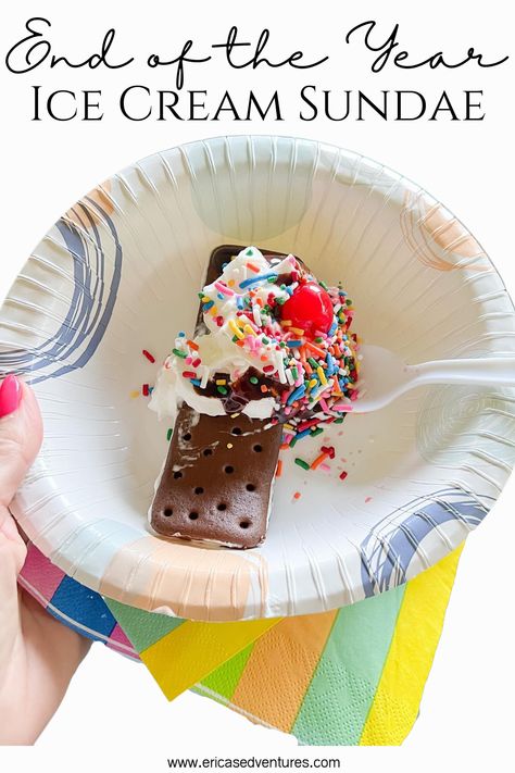 Ice Cream Sundae Party Hack: Give each kid and ice cream sandwich and a bowl, they unwrap it, have them line up at the toppings bar, you and class parents dish out the toppings, they grab a spoon, and enjoy! So much neater and faster than scooping and it tasted yummy. Orginal Idea for Ice Cream Sandwich Sundae by my friend, Stephanie Stewart of Falling into First First Week Of First Grade, Ice Cream Sandwich Bar, Ice Cream Sundae Party, Ice Cream Social Party, Sundae Party, Toppings Bar, Ice Cream Sundae Bar, Sundae Bar, Party Sandwiches