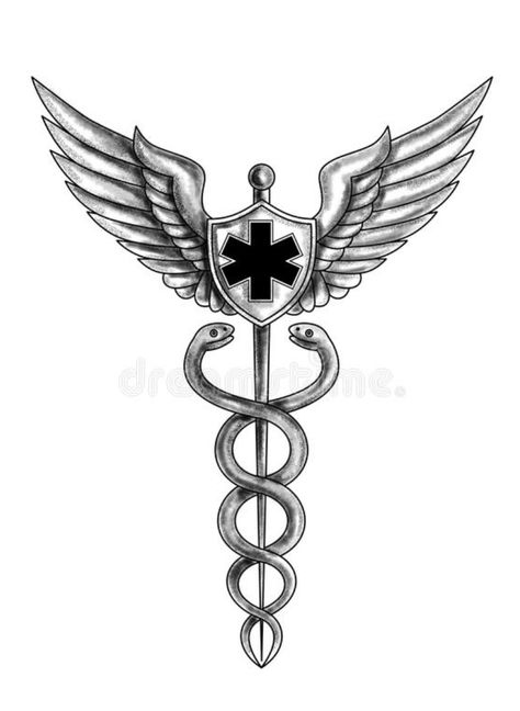 Staff Of Caduceus Tattoo, Small Ems Tattoos, Flight Nurse Tattoo, Emergency Medicine Tattoo, Ems Tattoo Ideas, Er Nurse Tattoo, Emt Tattoo For Women, Medicine Tattoo Ideas, Medical Tattoo Ideas