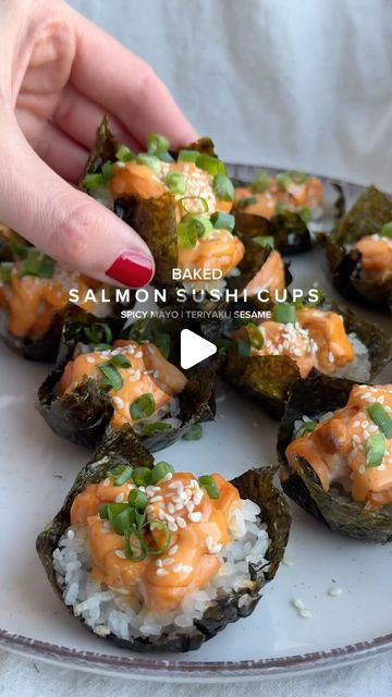 Baked Sushi Cups, Bake Sushi, Salmon Sushi Cups, Baked Salmon Sushi, Sushi Cups, Baked Sushi, Cooked Sushi, Nori Sheets, Clean Dinner Recipes