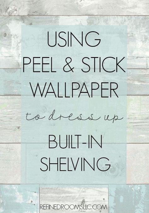 Looking for ways to dress up the back of your bookshelf? Check out these fabulous peel & stick wallpaper options via Refined Rooms Using Peel And Stick Wallpaper, Wallpaper Bookcase, Pantry Wallpaper, Wallpaper Bookshelf, Wallpaper Cabinets, Peal And Stick Wallpaper, Closet Wallpaper, Peeling Wallpaper, Built In Shelves Living Room