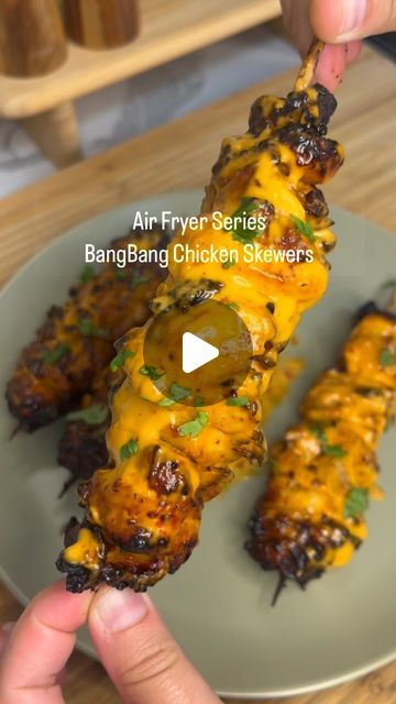 Bangbang Chicken, New Air Fryer Recipes, Chicken Kebab, Skewer Sticks, Air Fryer Recipes Chicken, Chicken Kebabs, Recipe 30, Chicken Skewers, Sweet Chili Sauce