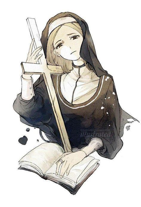 Fantasy Nun Art, Fantasy Nun, Nun Character Design, Nun Fanart, Nun Design, Nun Aesthetic, Anime Nun, Nun Art, Sisters Art