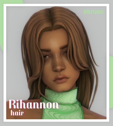 rihannon hair | okruee on Patreon Sims Hair Pack, Sims 4 Cc Girl Hair, Mod Hair, Aesthetic Tattoos, Pelo Sims, The Sims 4 Packs, Sims 4 Mm Cc, Sims 4 Body Mods, Sims 4 Cc Folder