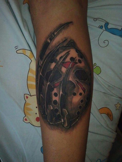 Jason And Freddy Tattoo, Freddy Jason Tattoo, Freddy And Jason Tattoo, Freddy Vs Jason Tattoo, Jason Vorhees Tattoo, Jason Voorhees Tattoo, Freddy Krueger Tattoo, Jason Tattoo, Ripped Skin Tattoo