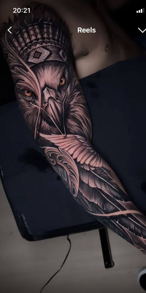 Hawk Sleeve Tattoo Men, Hawk Leg Tattoo, Eagle Mandala Tattoo, Hawk Arm Tattoo, Hawk Tattoo Sleeve, Hawk Sleeve Tattoo, Phoenix Upper Arm Tattoo, Men’s Upper Arm Tattoos, Eagle Sleeve Tattoos For Women