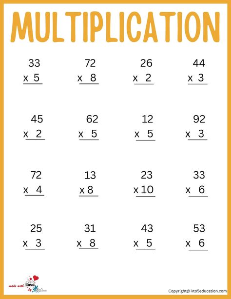 Multiplication Math Worksheet | FREE Download Multiplication Worksheets, Math Worksheet, Help Kids, Math Worksheets, Ready Made, Elementary School, 2nd Grade, Reading Writing, School Work