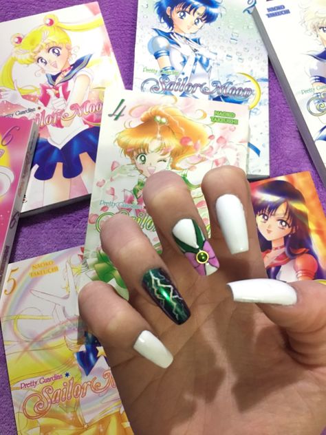 Sailor Jupiter Nails, Sailor Mars Nails, Long Acrylic, Sailor Jupiter, Main Theme, Elegant Nails, Nail Arts, Long Acrylic Nails, Acrylic Nail Designs