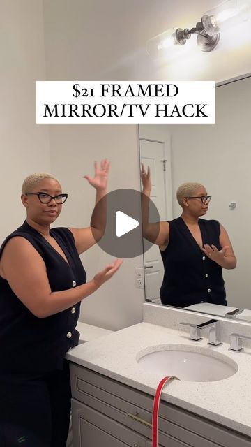 How To Update Bathroom Mirror, Apartment Bathroom Mirror Makeover, Plain Mirror Makeover, How To Make A Frame For A Mirror, Gorilla Tape Shower Hack, Ikea Nissedal Mirror Hack, Bathroom Mirror Border Ideas, Bathroom Mirror Trim Ideas, Target Mirror Hack