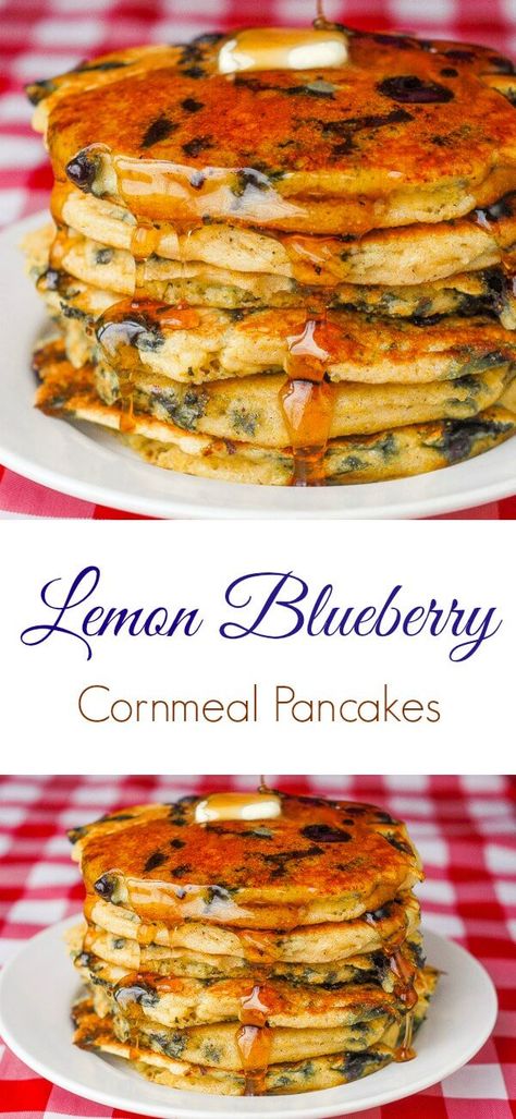 Blueberry Cornmeal Pancakes, Cornmeal Recipes, Cornmeal Pancakes, Yummy Pancake Recipe, Pancakes Breakfast, Wedding Cake Cookies, Rock Recipes, Lemon Twist, Perfect Pancakes