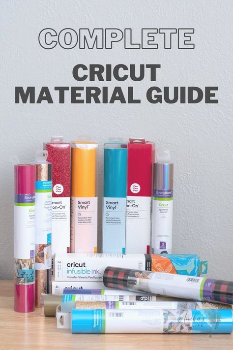 Collection of Cricut material on a table with text overlay Cricut Material, Cricut Materials, Adhesive Vinyl Projects, Cricut Air 2, Cricut Help, Cricut Air, Smart Materials, Infusible Ink, What Is The Difference Between