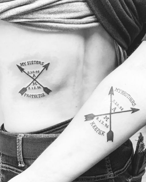 Western Sibling Tattoos, Brother And Sister Tattoo Ideas Matching Tat, Brother And Sister Tattoo Ideas Unique, Matching Sibling Tattoos Brother Sister, Brother Sister Tattoo Sibling, Brother Sister Tattoo Meaningful, Siblings Tattoos, Small Friendship Tattoos, Rip Tattoos For Dad