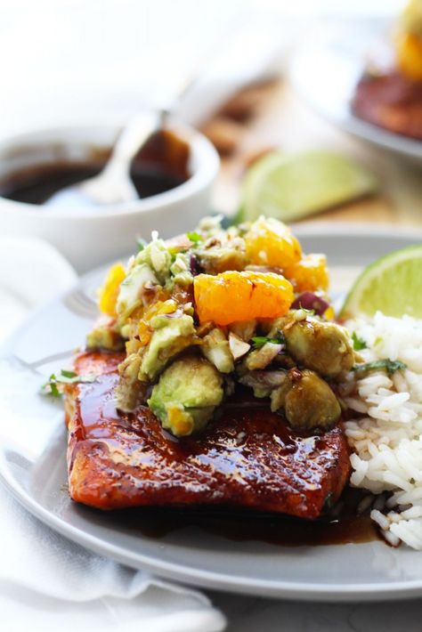 Glazed Salmon With Mandarin Orange Avocado Salsa | 3 Yummy Tummies Shrimp Gumbo Recipe, Seafood Lasagna Recipes, Seafood Gumbo Recipe, Seafood Stew Recipes, Seafood Soup Recipes, Seasonal Cocktails, Seafood Bisque, Seafood Boil Recipes, Brunch Desserts