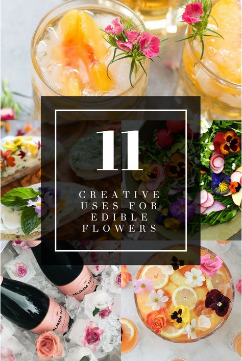 Creative Uses for Edible Flowers Engagement Party Brunch, Courtney Whitmore, Floral Ice Cubes, Pretty Cake Stands, Flower Desserts, Edible Flowers Recipes, Simple Cocktail, Icing Recipes, Hosting Ideas