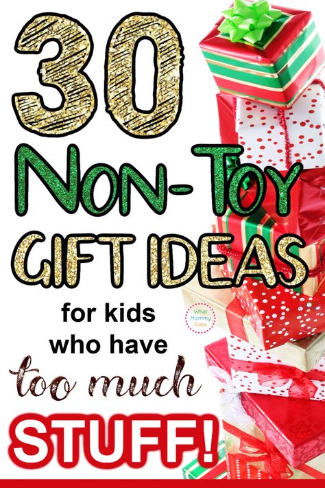 Do you need to buy a Christmas gift for a kids who has EVERYTHING they want already? You MUST see this list of ideas! This is a great list of simple non-toy Christmas gift ideas for kids of all ages. It will simplify Christmas for you and your loved ones. | presents for kids #christmasgifts #meaningfulgifts Custom Christmas Gifts For Kids, Christmas Gift 5 Things, Kids Santa Gifts, Christmas Gift For Siblings, Christmas Wrapping Ideas For Grandkids, Christmas Gifts For Kids Of All Ages, Kids Non Toy Christmas Gifts, Children Diy Christmas Gifts, 6 Gift Rule For Christmas