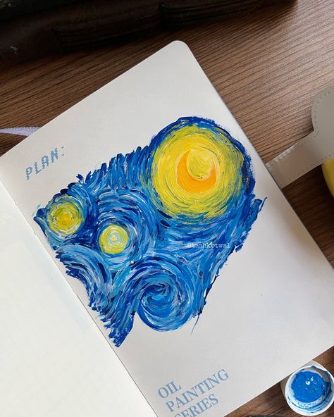 You only paint van Gogh on a van Gogh themed planner! 💛🖌🎨✨ • van Gogh yearly themed planner from @inkarto_india 💙 • • • [Van Gogh, starry night, acrylic painter, acrylic artwork, oil painter, Van Gogh inspired] • • #vanGogh #StarryNight #vanGoghArt #vanGoghInspired #ArtWithTash #AcrylicPainter #AcrylicArtwork #VincentvanGogh Vangogh Starrynight, Van Gogh Inspired, Painted Vans, Art Aesthetics, Story Ig, Van Gogh Art, Acrylic Artwork, Embroidery Flowers Pattern, Oil Painters