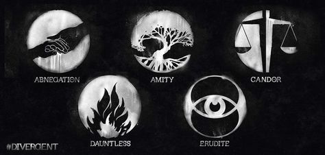 the fraction symbols Divergent Factions Symbols, Divergent Tattoo, Divergent 2014, Divergent Factions, Dystopian Society, Divergent Movie, Divergent Fandom, Divergent Trilogy, Divergent Insurgent Allegiant