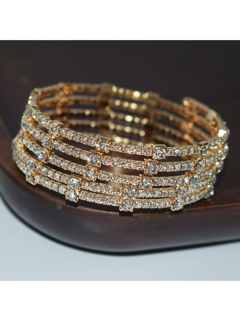 Multi-layer Fashionable Rhinestone Wrapped Open Cuff Handmade Bracelet For WomenI discovered amazing products on SHEIN.com, come check them out! Iron Woman, Bridal Bangles, Nail Jewelry, Gold Collar, Watches Women Fashion, Fantasy Jewelry, Birthday Photoshoot, Handmade Bracelet, Bracelet For Women