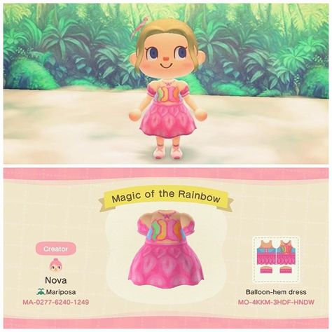 Nova’s QR Shop on Instagram: “~☁️ .......................✧ Barbie Fairytopia: Magic of the Rainbow 🧚‍♀️ This dress was a PAIN. The limited number of color palette slots made…” Acnh Barbie Dress, Acnh Barbie Designs, Animal Crossing Barbie, Fairytopia Magic Of The Rainbow, Gaming Things, Dream Address, Acnh Patterns, Blossom Wallpaper, Princess Outfit