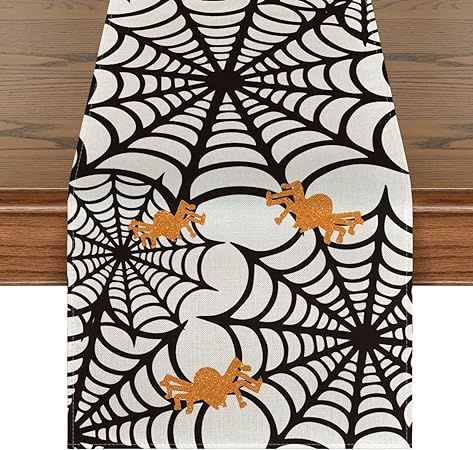 Material: Polyester Size: 13" x 72", Table Runner Décoration Table Halloween, Table Runner Halloween, Macrame Light, Table Halloween, Halloween Pumpkin Carving Stencils, Halloween Party Dinner, Dining Table Decoration, Halloween Table Runners, Halloween Table Decorations