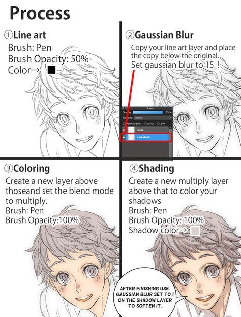 medibang paint tutorial (gaussian blur) Fire Alpaca Tips, Sketch Vs Line Art, Anime Lineart Tutorial, Lineart Clip Studio Paint, Colored Lineart Tutorial, Digital Art Lineart Tips, Clip Studio Paint Lineart, Lineart Tutorial Digital, Clip Studio Tutorial