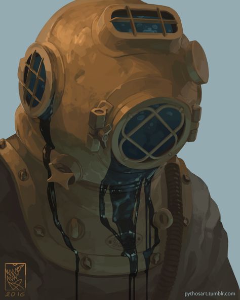 Deep Sea Diver Art, Diver Art, Deep Sea Diver, Deep Sea Diving, Diving Suit, Call Of Cthulhu, Arte Horror, Dieselpunk, Cthulhu