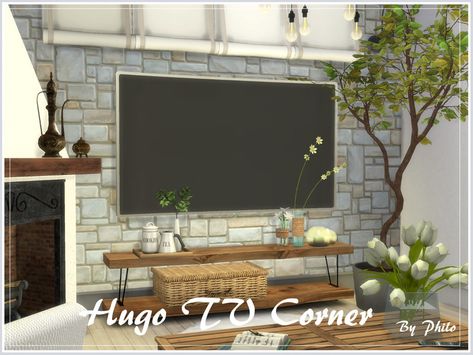 Tv Corner, Painting Shelves, Dining Corner, Sims 4 Tsr, Hanging Wall Planters, Retro Rugs, Sims 4 Cc Packs, Corner Fireplace, Sims 1