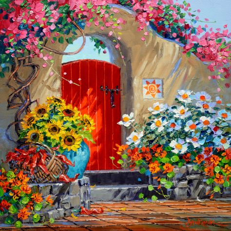 Mikki Senkarik, Tile Murals, Red Door, Vibrant Art, Art Abstrait, Framed Canvas Art, Oil Paintings, Art Sur Toile, The Door