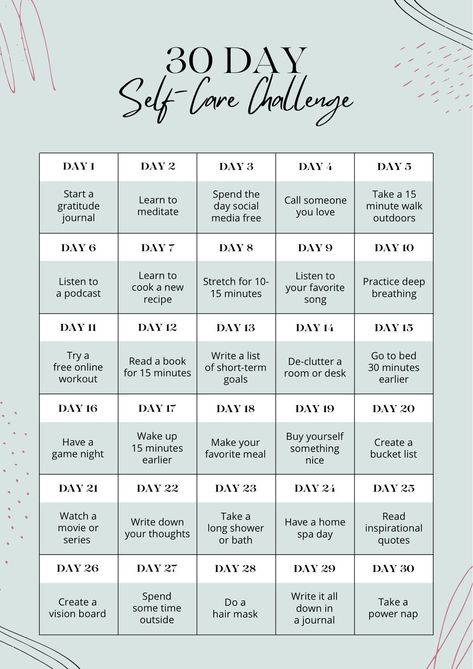 2024 Prep, 30 Day Self Care Challenge, 30 Day Self Care, Self Love Challenge, Relationship Priorities, Positivity Challenge, Gratitude Day, Month Challenge, Self Care Worksheets