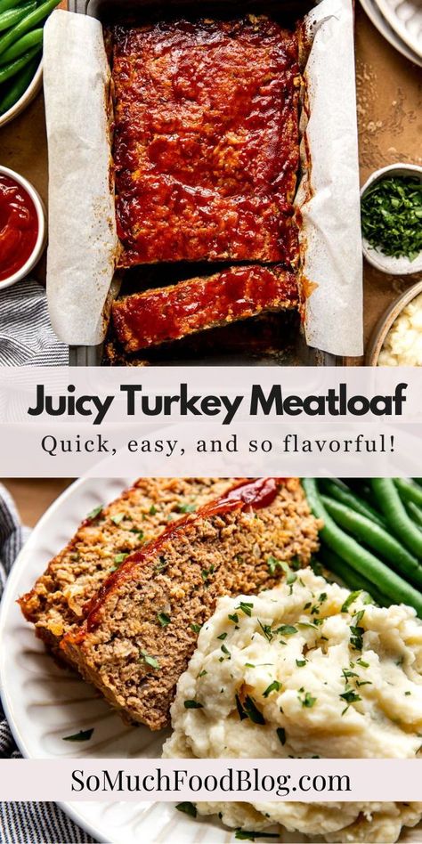 This truly is the best and juiciest Turkey Meatloaf recipe! The turkey is tender and so flavorful and topped with a smoky ketchup glaze. Best Turkey Meatloaf, Juiciest Turkey, Easy Turkey Meatloaf, Ground Turkey Meatloaf, Turkey Meatloaf Recipe, Turkey Meatloaf Recipes, The Best Turkey, Best Turkey, Turkey Meatloaf