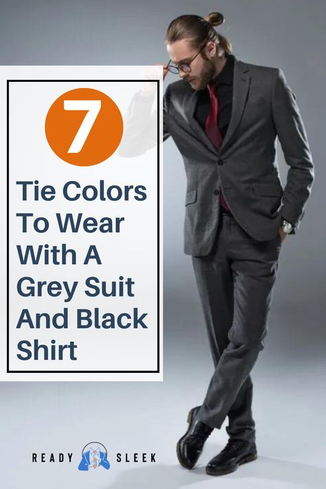 Elevate your style with the right tie! Discover 7 stunning tie colors that perfectly complement a grey suit and black shirt in this fashion-forward guide. From classic neutrals to bold statement hues, find your perfect match for any occasion. Click now to learn more! #Tie Image From Deposit Photos #GreySuit #BlackShirt #style #mensstyle Charcoal Suit Black Shirt, Tie For Grey Suit, Grey Suit Tie Combination, Dark Grey Suit Men Combination, Gray Suit Black Shirt, Grey Suit And Tie, Grey Suit Black Shirt, Black Shirt Combination, Black Shirt With Tie