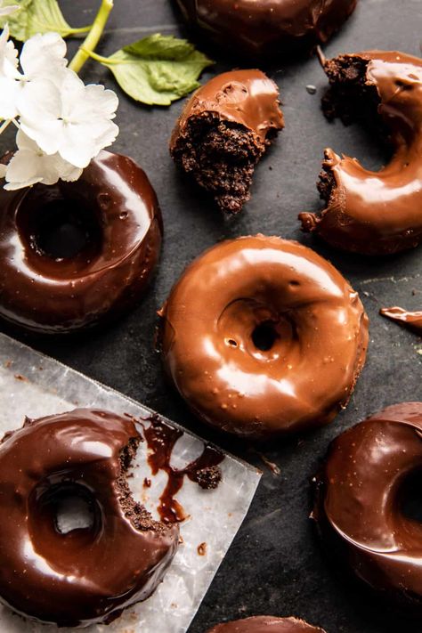 Light Chocolate Cake, Half Baked Harvest Recipes, Baking Journal, Glazed Doughnuts, Harvest Recipes, Doughnut Recipe, Half Baked, Chocolate Donuts, Half Baked Harvest