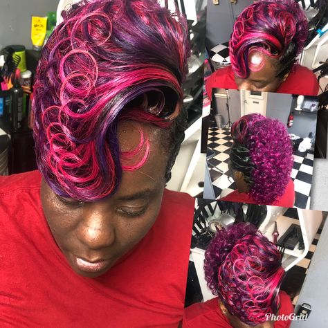 Red Mohawk, Short Quick Weave Hairstyles, Short Quick Weave, Side Shave, Finger Waves Short Hair, Short Weave Hairstyles, Short Hair Designs, Finger Wave Hair, Black Hair Updo Hairstyles