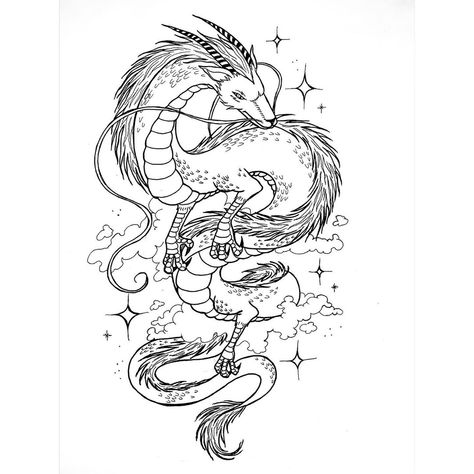 Haku dragon from Spirited Away by @nore.a.rt on Instagram Tatuaje Studio Ghibli, Haku Dragon, Studio Ghibli Tattoo, Dragons Tattoo, Tattoo Dotwork, Ghibli Tattoo, Arte Doodle, Kunst Tattoos, February 1st