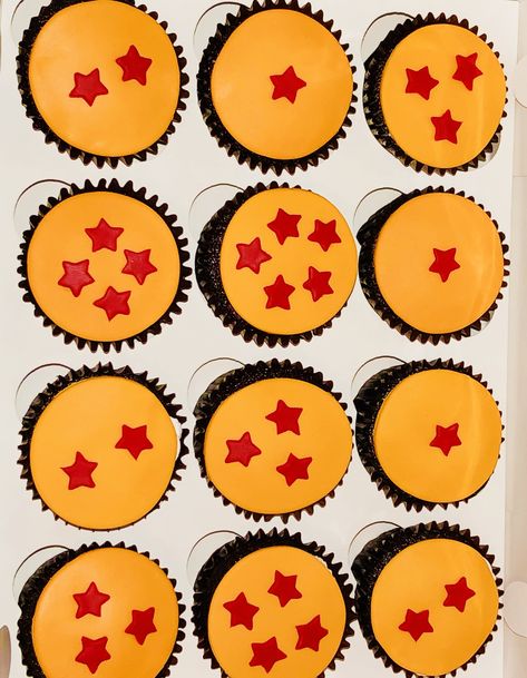 Dragonball Cupcakes, Dragon Ball Z Cupcake Ideas, Dragon Ball Cupcakes, Dragon Ball Z Cupcakes, Dragonball Z Cake, Goku Birthday, Liquor Gift Baskets, Liquor Gifts, 10 Birthday Cake