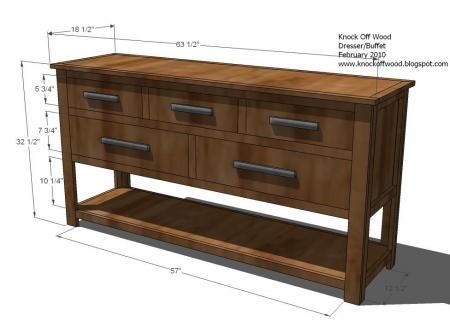 Rustic solid wood dresser features five drawers and one large open bottom shelf. Build A Dresser, Diy Hutch, Woodworking Plans Shelves, Shelf Cabinet, Solid Wood Dresser, Woodworking Clamps, Diy Dresser, Simple Furniture, Wood Dresser