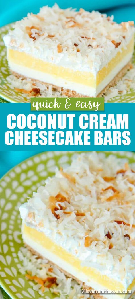 7 Layer Magic Cookie Bars, Coconut Cream Cheesecake, Desserts Quick, Coconut Cakes, Cheap Desserts, No Bake Summer Desserts, Love From The Oven, Cream Cheese Bars, Magic Cookie Bars