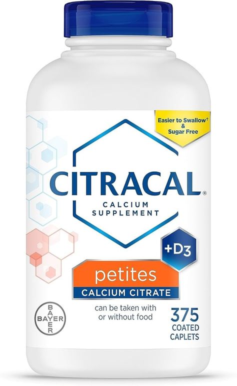 Amazon.com: Citracal Petites, 400 mg Calcium Citrate, Easily Absorbed and Highly Soluble with 12.5 mcg (500 IU) Vitamin D3, Bone Health Support for Ages 12+, Smaller and Easier to Swallow Caplets, 375 Count : Health & Household Osteoporosis Prevention, Calcium Citrate, Calcium Supplements, Women Supplements, Calcium Vitamins, Well Balanced Diet, Vitamins For Women, Best Supplements, Workout Regimen