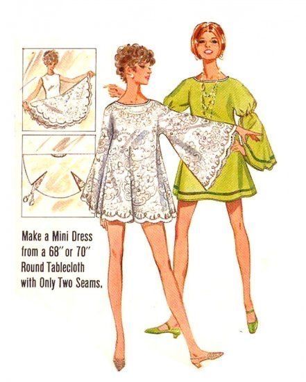 70s Dress Pattern, Tablecloth Dress, Mod Pattern, Angel Sleeves Dress, 60s And 70s Fashion, 70s Inspired Fashion, Angel Dress, Vintage Dress Patterns, Angel Sleeve