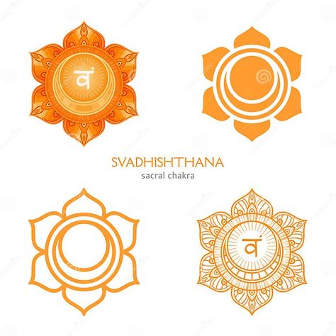 Svadhishthana, Sacral Chakra Symbol. Colorful Mandala Stock Vector - Illustration of chakra, color: 170010611 Sacral Chakra Tattoo, Chakra Symbols Art, Sacral Chakra Symbol, Chakra Images, Chakra Decor, Art Chakra, Flower Of Life Tattoo, Chakra Tattoo, Yoga Illustration