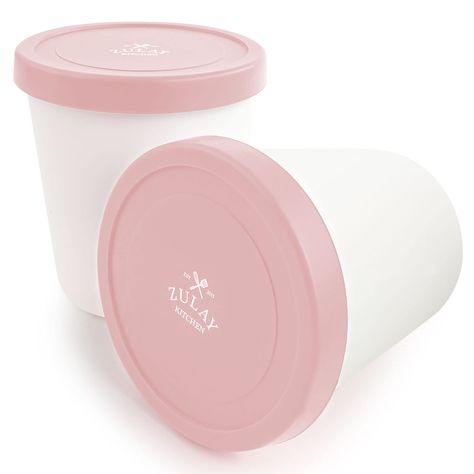 PRICES MAY VARY. Ice cream Storage Containers For Freezer: When you make homemade ice cream, proper storage is an absolute must to retain the creamy goodness of your favorite dessert. Specially built to retain your ice cream's flavor and smooth texture, the Zulay Kitchen Ice Cream container has you covered. Set includes 2 pieces of ice cream tub that can each hold up to 1 quart of your favorite dessert. Built To Last: This freezer safe container is constructed with premium quality durable materi Stainless Steel Canister Set, Make Homemade Ice Cream, Ice Cream Container, Ice Cream Pink, Ice Cream Tubs, Making Homemade Ice Cream, Ice Cream Containers, Glass Mixing Bowls, Freezer Burn