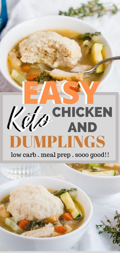 Keto Chicken And Dumplings, Keto Dumplings, Chicken Dumpling, Chicken Dumpling Soup, Chicken Dumplings Recipe, Dumpling Soup, Chicken Dumplings, Low Carb Meal Prep, Dumplings For Soup