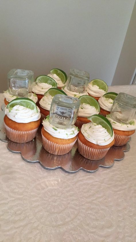 Patron Themed Birthday Party, Tequila Infused Cupcakes, Patron Cupcakes Ideas, Patron Theme Party Ideas, Patron Birthday Party Ideas, Cupcake Ideas For Men, Patron Cakes, Patron Cupcakes, Cupcakes Alcohol