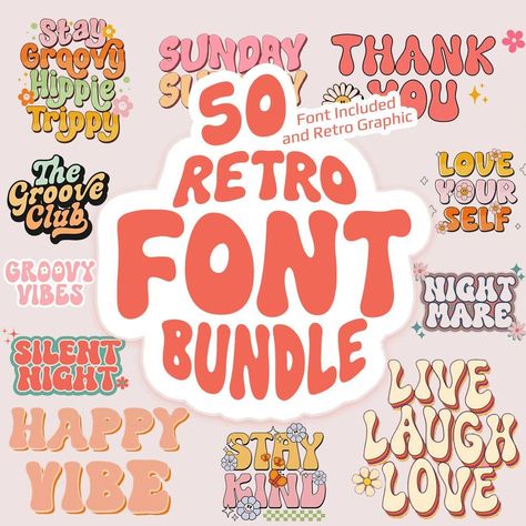 Discover a massive collection of  that will transport you back to the 60s, 70s, and 80s. Use these fonts to create stylish designs for your website, blog, or social#fontinspiration #copyandpastefonts #typographylove #designresources #fontobsessed Cricut Modern, Scream 90s, Modern Retro Font, Retro Groovy Font, 70s Font, 30 Anniversary, Fonts Vintage, Wavy Font, Canva Font