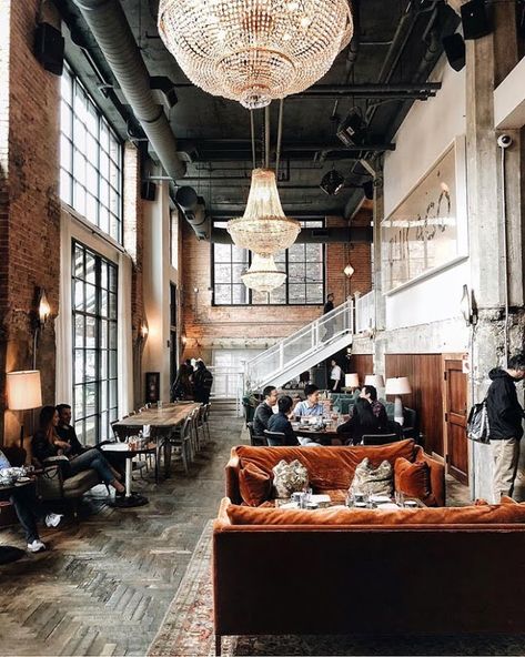 The lobby of Soho House Chicago, a hotel and club in the West Loop. | Cool Chic Style Fashion Soho House Style, Soho House Chicago, Almond Milk Latte, Coffee Shop Interior Design, Coffee Shops Interior, Deep Dish Pizza, Hotel Interior Design, The Lobby, Lounge Design