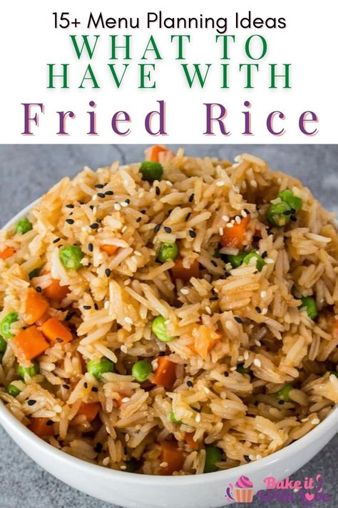 If you've ever wondered what to serve with fried rice, I've come up with a number of perfect pairings for you to try! Fried rice is truly versatile and can be served with appetizers, soup, beef, seafood, and much more! BakeItWithLove.com #bakeitwithlove #friedrice #dinner #cooking #recipes #sides What Goes With Fried Rice, What To Eat With Fried Rice, What To Serve With Fried Rice, Ham Fried Rice, Teriyaki Noodles, Teriyaki Chicken Stir Fry, Chinese Food Restaurant, Soup Beef, Chinese Beef