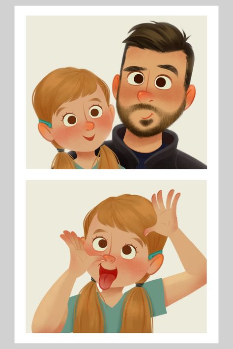 Father Illustration Character Design, Family Illustration Art Inspiration, Father Character Design, Father Daughter Illustration, Father Character, Dad Illustration, Father Illustration, Kiss Illustration, Book Illustration Layout