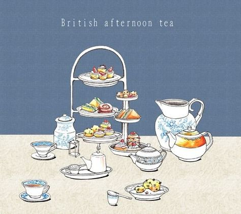 High Tea Illustration, Afternoon Tea Illustration, Food Brochure, British Afternoon Tea, Enjoy Retirement, Cup Illustration, Tea Party Sandwiches, Tea Time Party, English Afternoon Tea