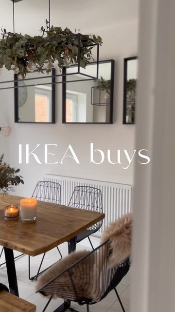 Mirror Wall Dining Room, Ikea Mirror Wall, Nissedal Mirror, Ikea Nissedal, Dining Room Mirror Wall, Ikea Dining Room, Dining Room Industrial, Ikea Mirror, Rustic Vintage Decor