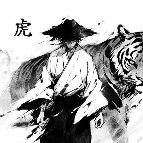 Mens Posters, Tiger Samurai Art, Samurai Manga, Samurai Tiger, Wandering Samurai Art, Samurai Pen Art, Samurai Spirit, Samurai On Horse, Tiger Spirit