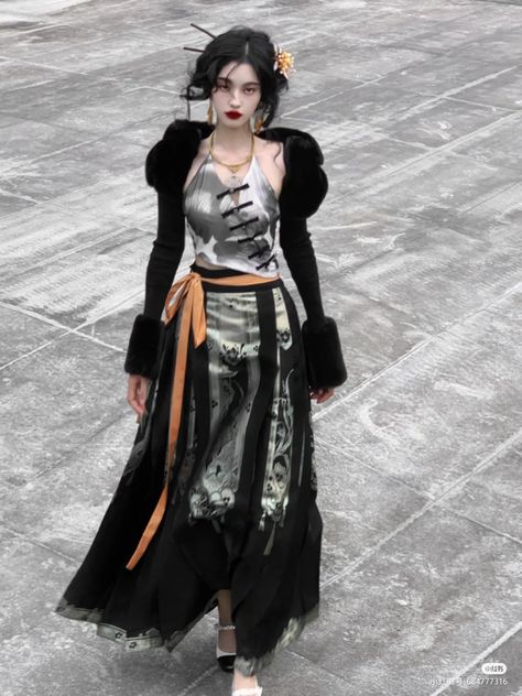 Chinese Goth, Chinese Street Fashion Women, Modern Chinese Fashion, Chinese Street Fashion, Street Fashion Women, Chinese Street Style, Neo Chinese Style, Hanfu Style, Neo Chinese